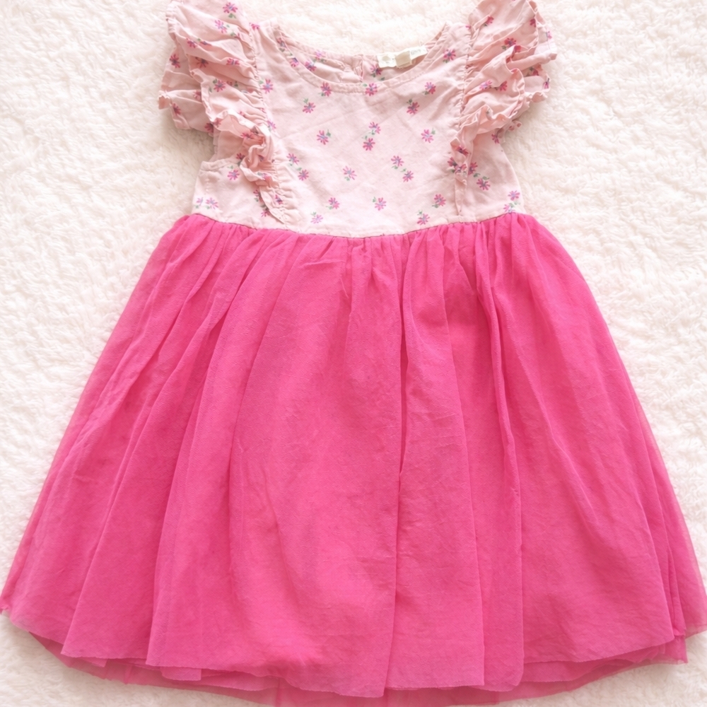 Tucker + Tate Pink Floral Ruffle Dress 4T